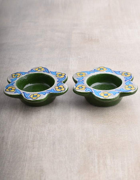 Blue Pottery T-Holder Set Of 2 Pcs.